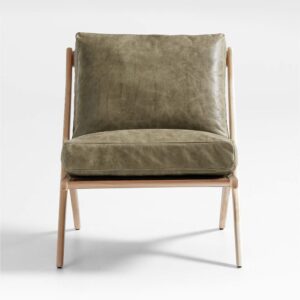 Natural Wood and Leather Chair